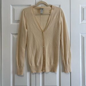 GAP 100% cashmere Long Cream V Neck Cardigan Sweater Medium Quiet Luxury